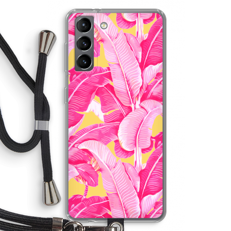 Pink Banana: Samsung Galaxy S21 Transparant Hoesje met koord