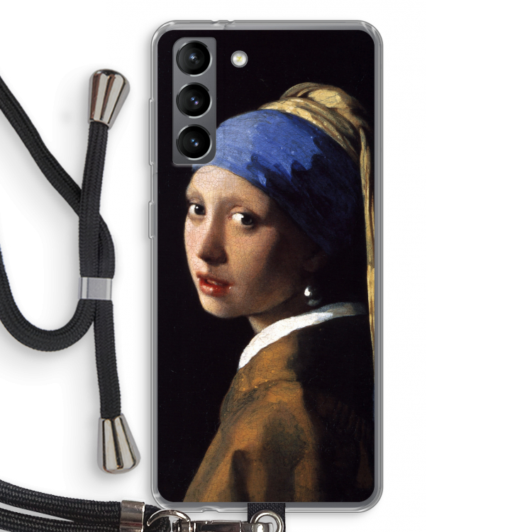 The Pearl Earring: Samsung Galaxy S21 Transparant Hoesje met koord