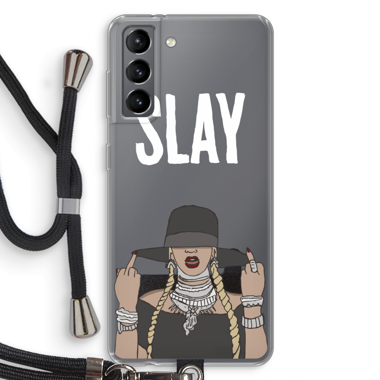 Slay All Day: Samsung Galaxy S21 Transparant Hoesje met koord