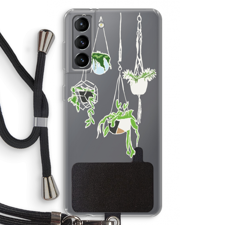 Hang In There: Samsung Galaxy S21 Transparant Hoesje met koord