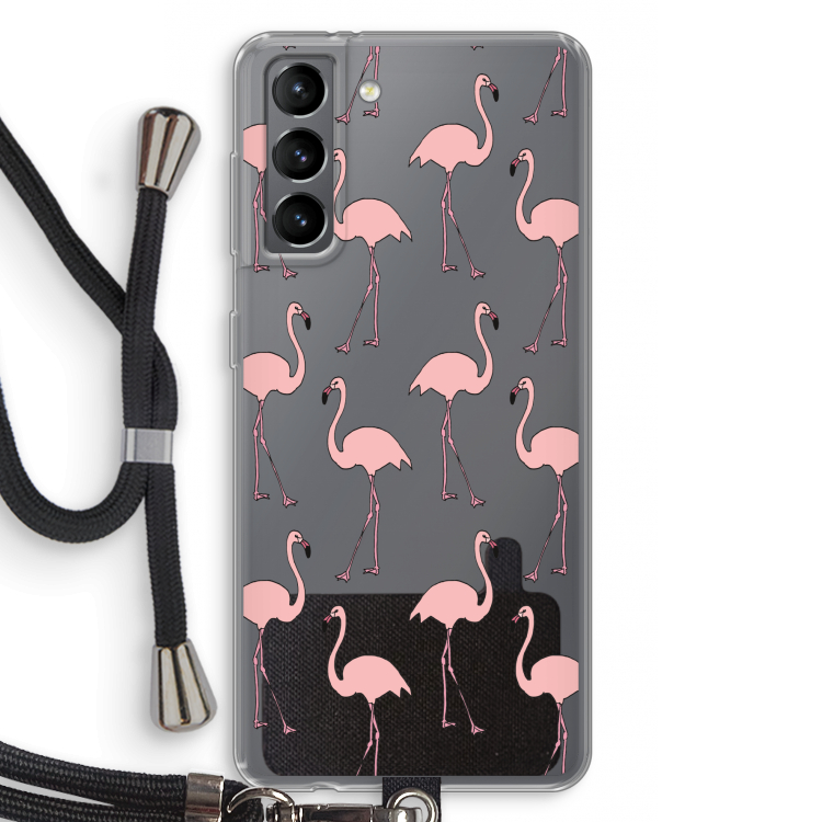 Anything Flamingoes: Samsung Galaxy S21 Transparant Hoesje met koord