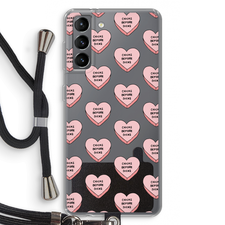 Chicks before dicks: Samsung Galaxy S21 Transparant Hoesje met koord