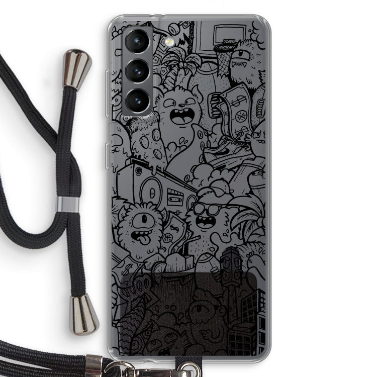Vexx Black City : Samsung Galaxy S21 Transparant Hoesje met koord
