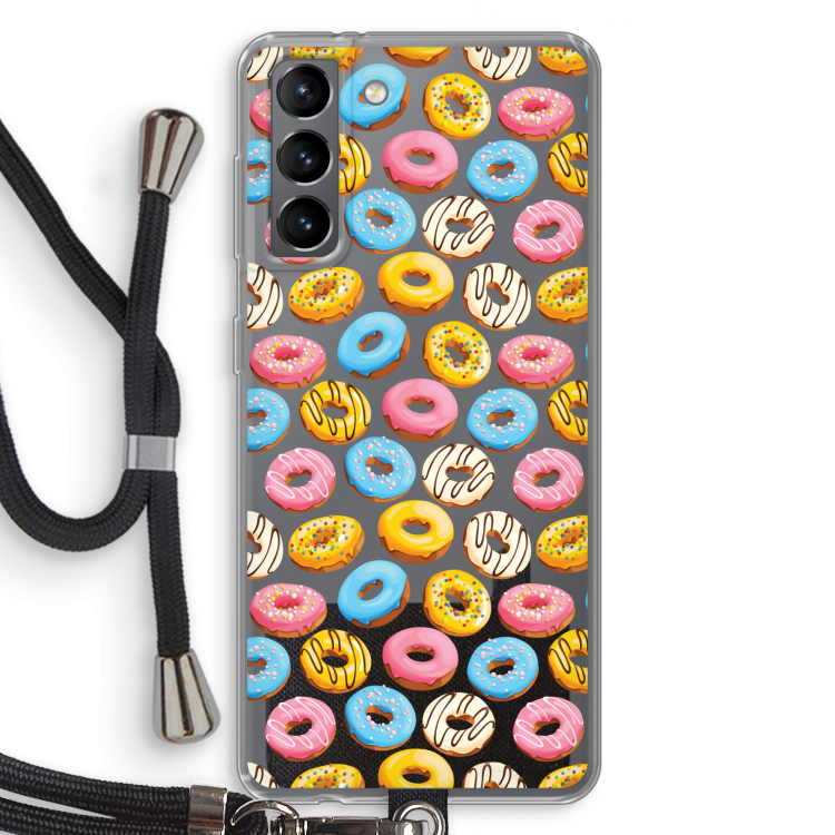 Pink donuts: Samsung Galaxy S21 Transparant Hoesje met koord