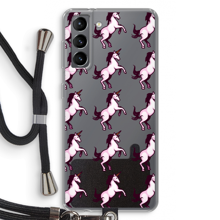 Musketon Unicorn: Samsung Galaxy S21 Transparant Hoesje met koord