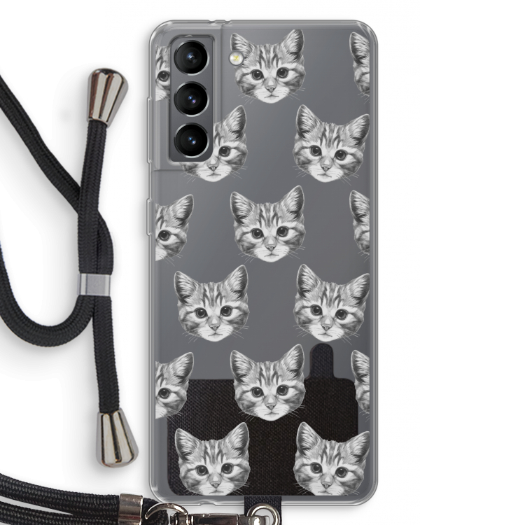 Kitten: Samsung Galaxy S21 Transparant Hoesje met koord