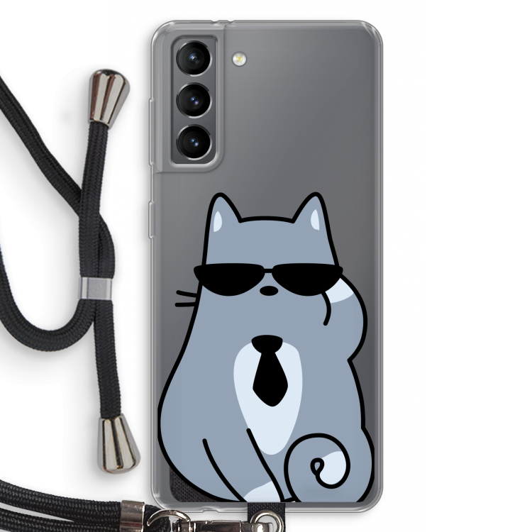 Cool cat: Samsung Galaxy S21 Transparant Hoesje met koord
