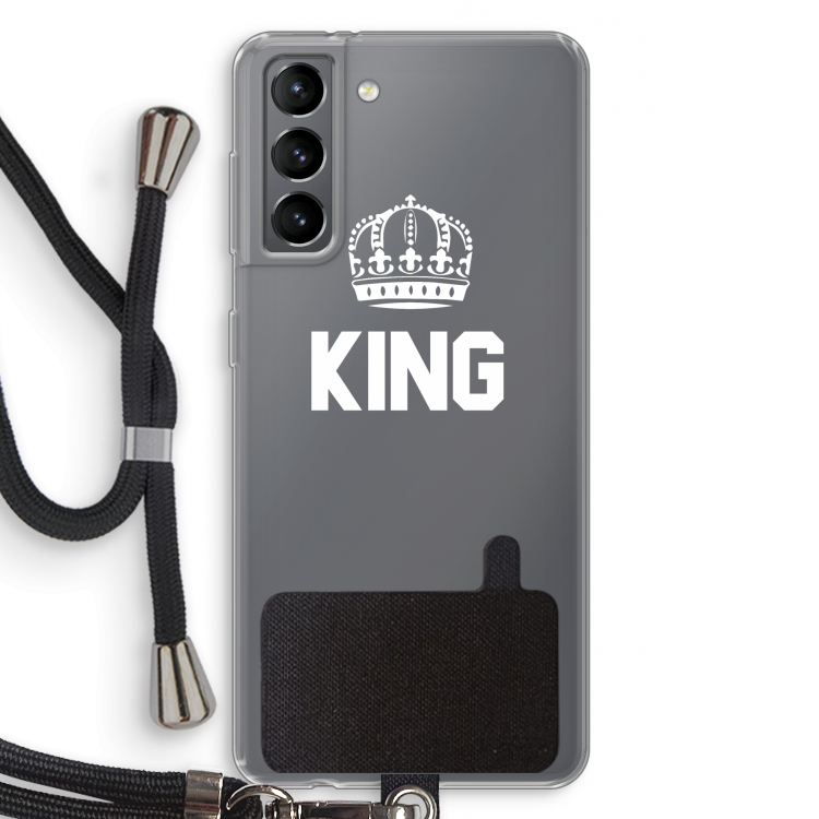 King zwart: Samsung Galaxy S21 Transparant Hoesje met koord