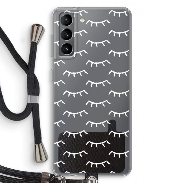 Wimpers: Samsung Galaxy S21 Transparant Hoesje met koord