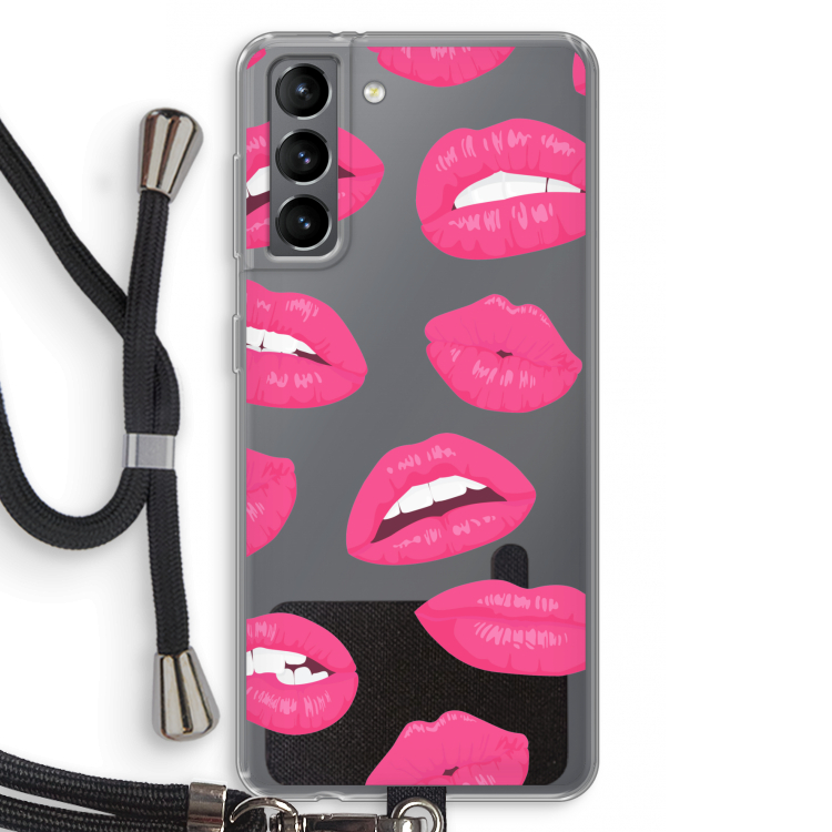 Bite my lip: Samsung Galaxy S21 Transparant Hoesje met koord