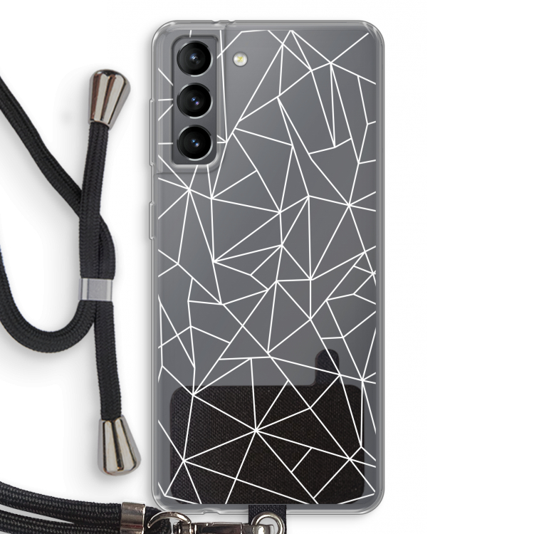 Geometrische lijnen wit: Samsung Galaxy S21 Transparant Hoesje met koord
