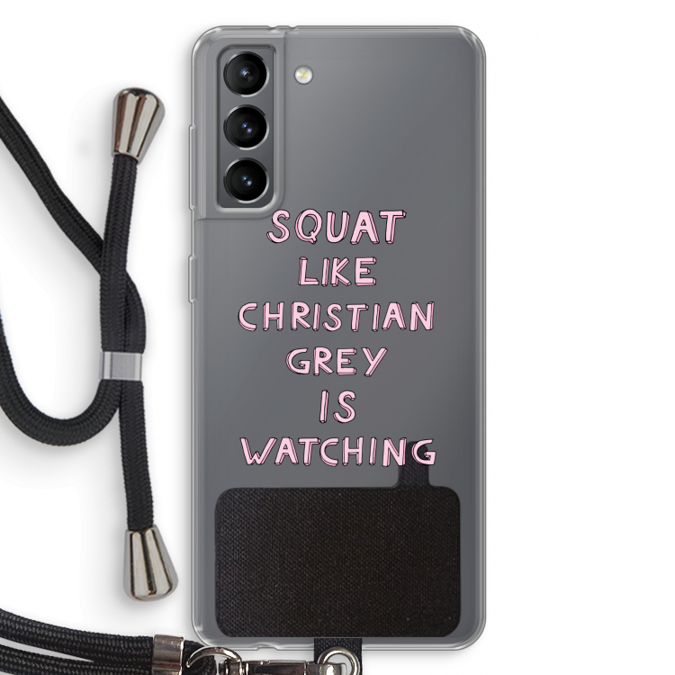 Christian Grey: Samsung Galaxy S21 Transparant Hoesje met koord