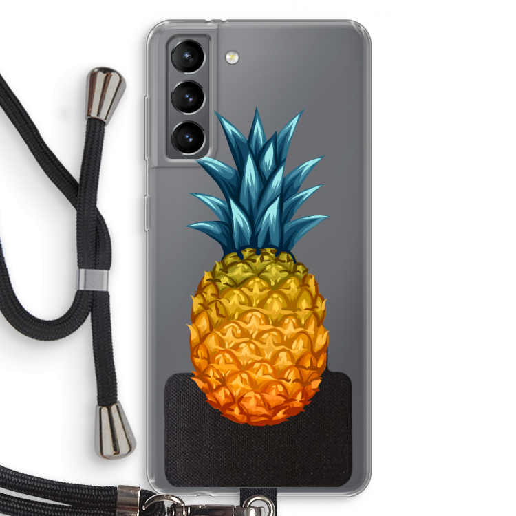 Grote ananas: Samsung Galaxy S21 Transparant Hoesje met koord