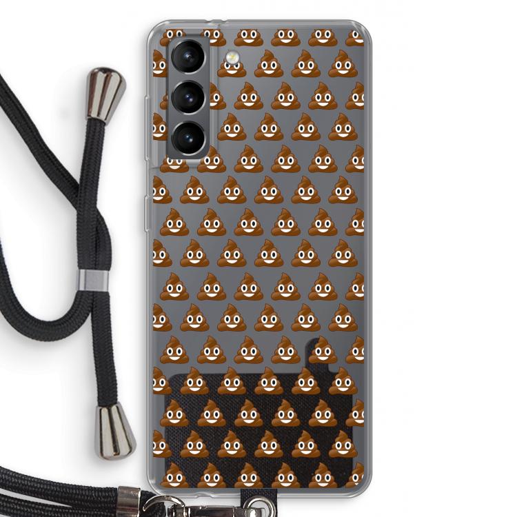 Poop emoji: Samsung Galaxy S21 Transparant Hoesje met koord