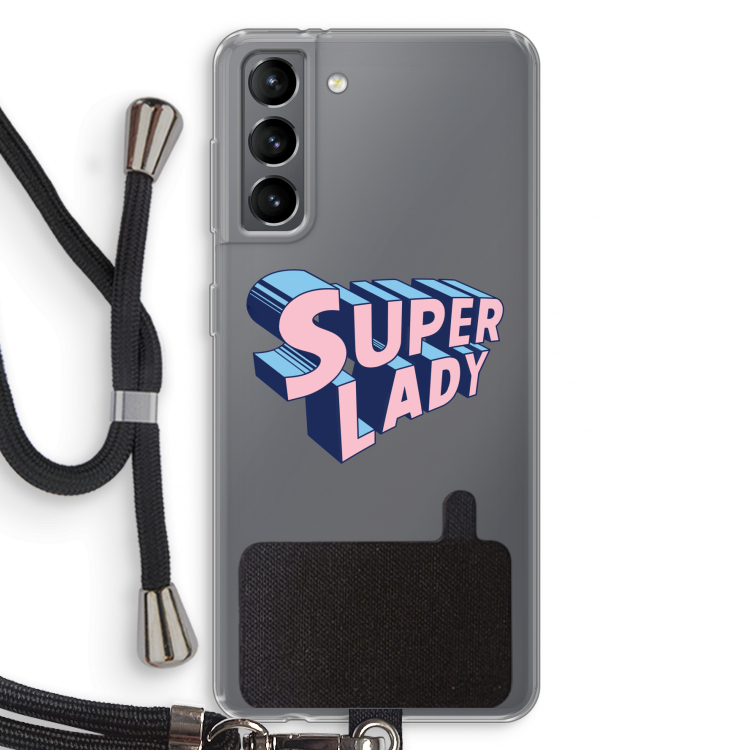 Superlady: Samsung Galaxy S21 Transparant Hoesje met koord