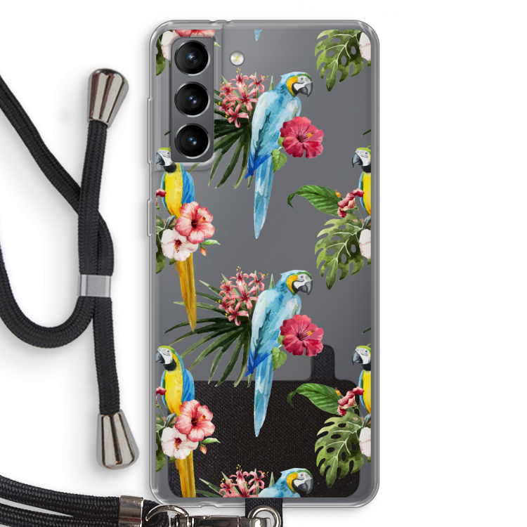 Kleurrijke papegaaien: Samsung Galaxy S21 Transparant Hoesje met koord