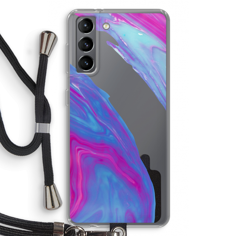 Zweverige regenboog: Samsung Galaxy S21 Transparant Hoesje met koord