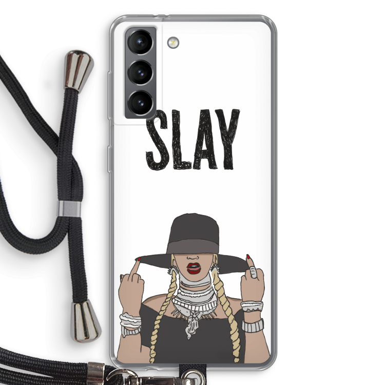 Slay All Day: Samsung Galaxy S21 Transparant Hoesje met koord
