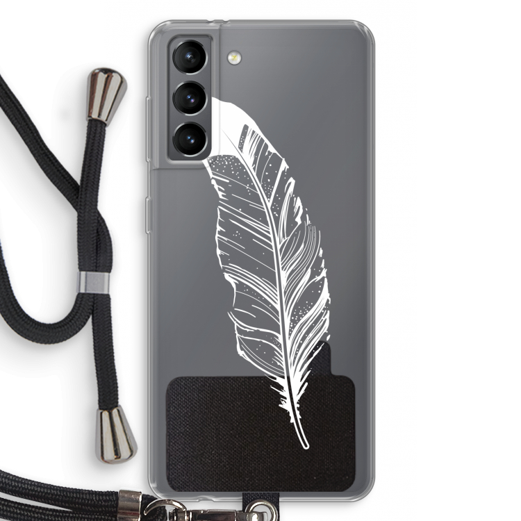 Pluim: Samsung Galaxy S21 Transparant Hoesje met koord
