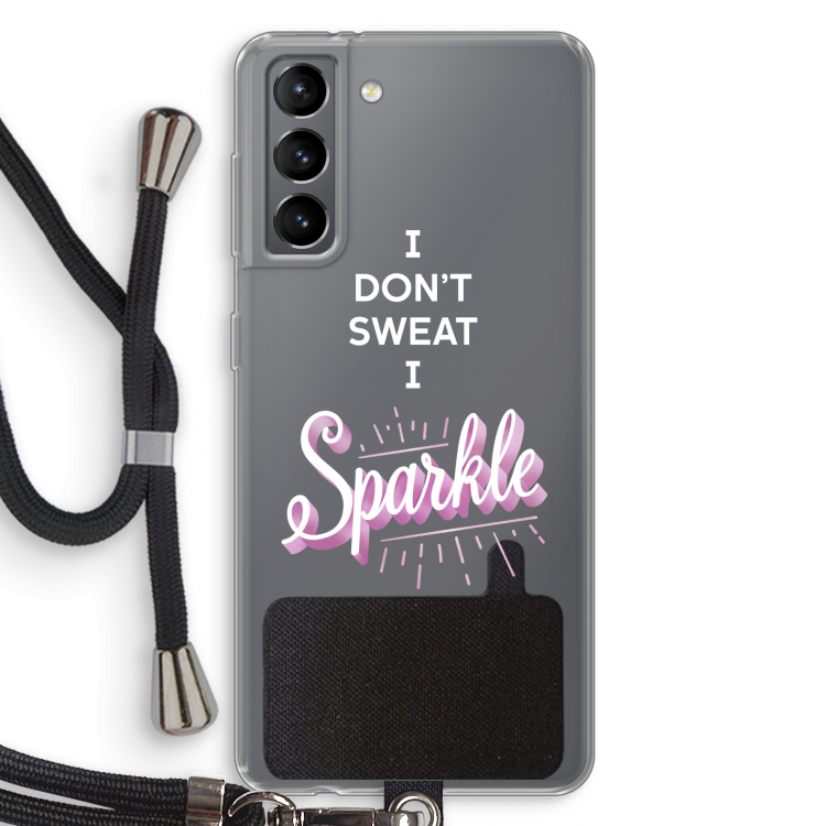 Sparkle quote: Samsung Galaxy S21 Transparant Hoesje met koord