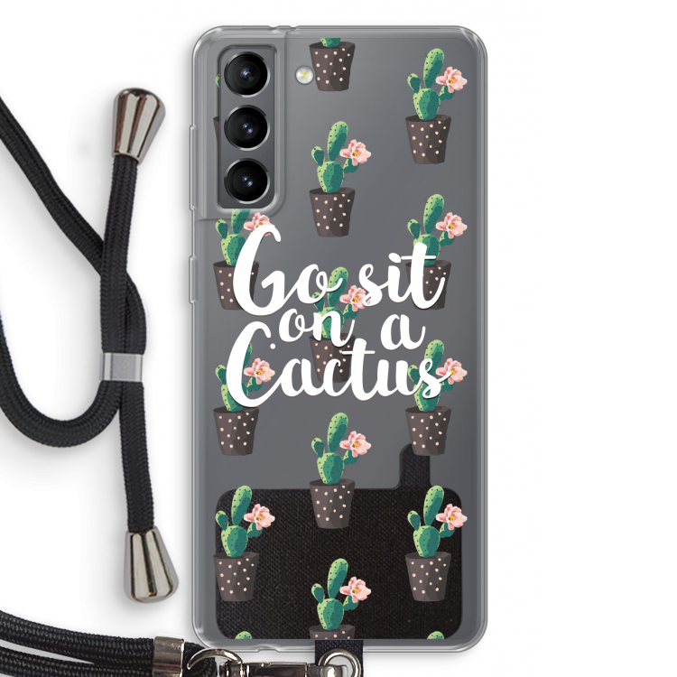Cactus quote: Samsung Galaxy S21 Transparant Hoesje met koord