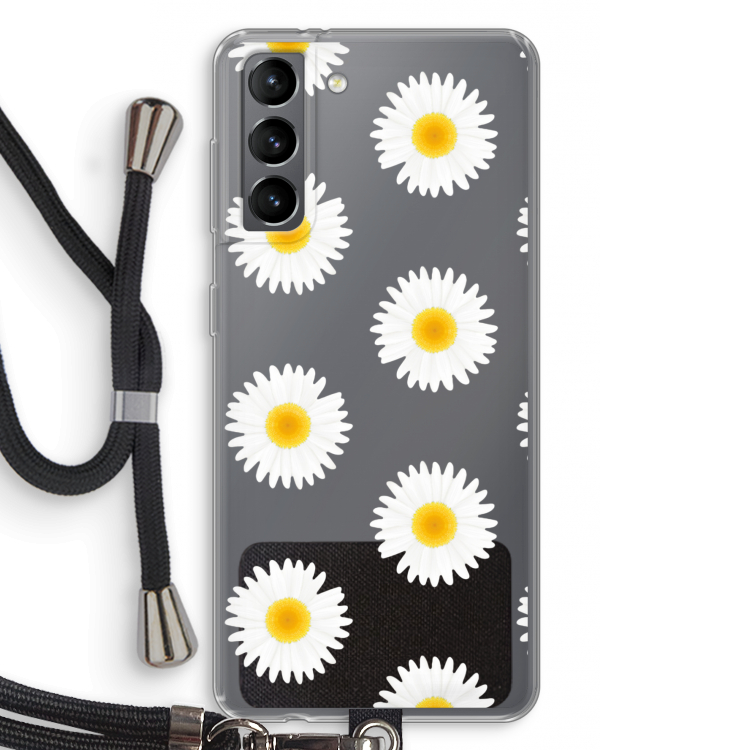 Margrietjes: Samsung Galaxy S21 Transparant Hoesje met koord