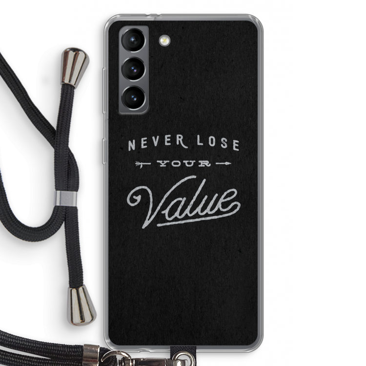 Never lose your value: Samsung Galaxy S21 Transparant Hoesje met koord