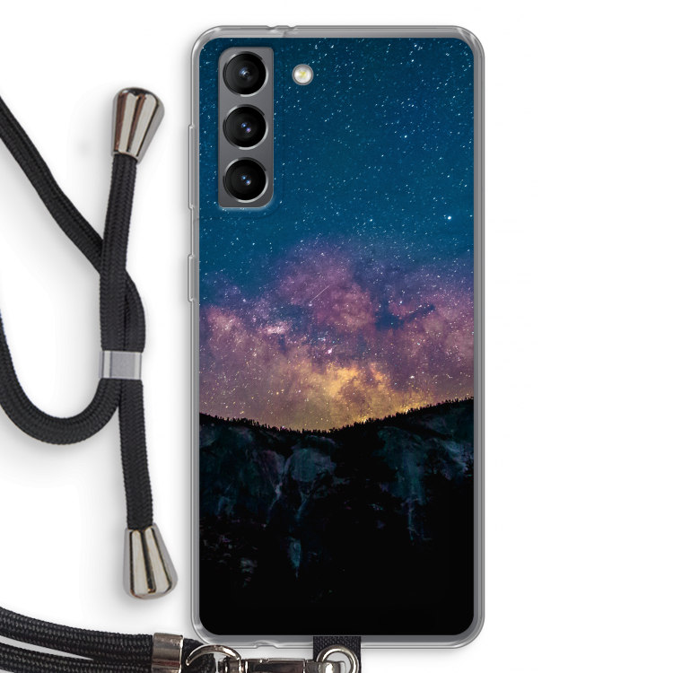 Travel to space: Samsung Galaxy S21 Transparant Hoesje met koord