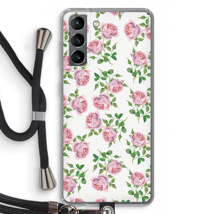 Kleine roosjes: Samsung Galaxy S21 Transparant Hoesje met koord