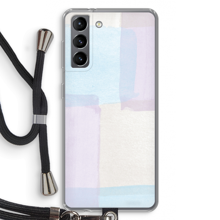 Square pastel: Samsung Galaxy S21 Transparant Hoesje met koord