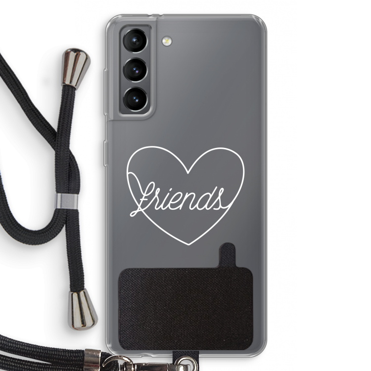 Friends heart pastel: Samsung Galaxy S21 Transparant Hoesje met koord