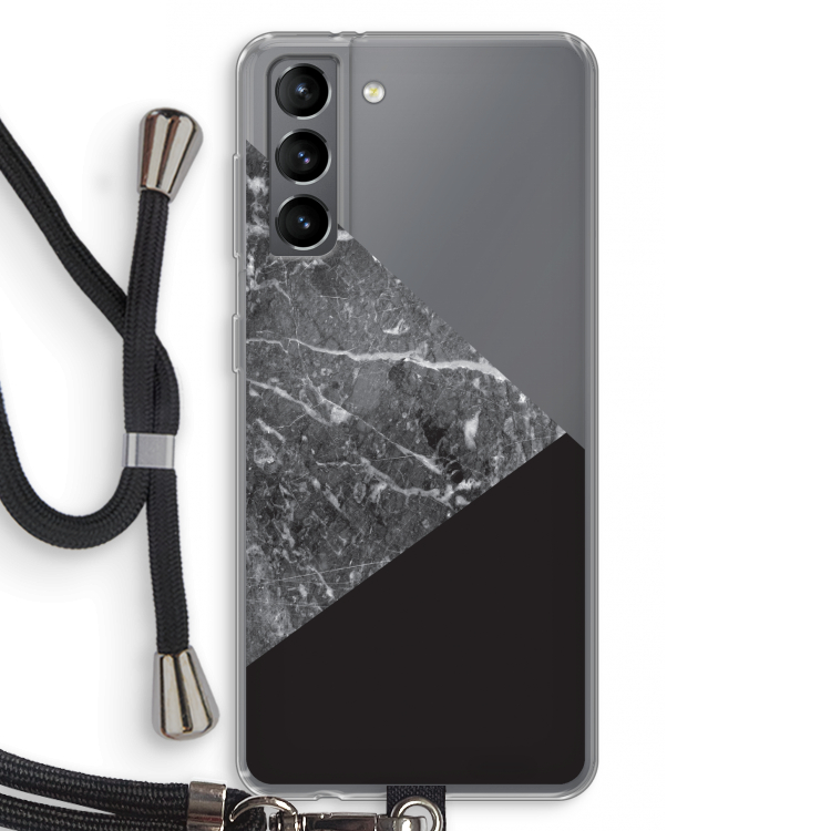Combinatie marmer: Samsung Galaxy S21 Transparant Hoesje met koord