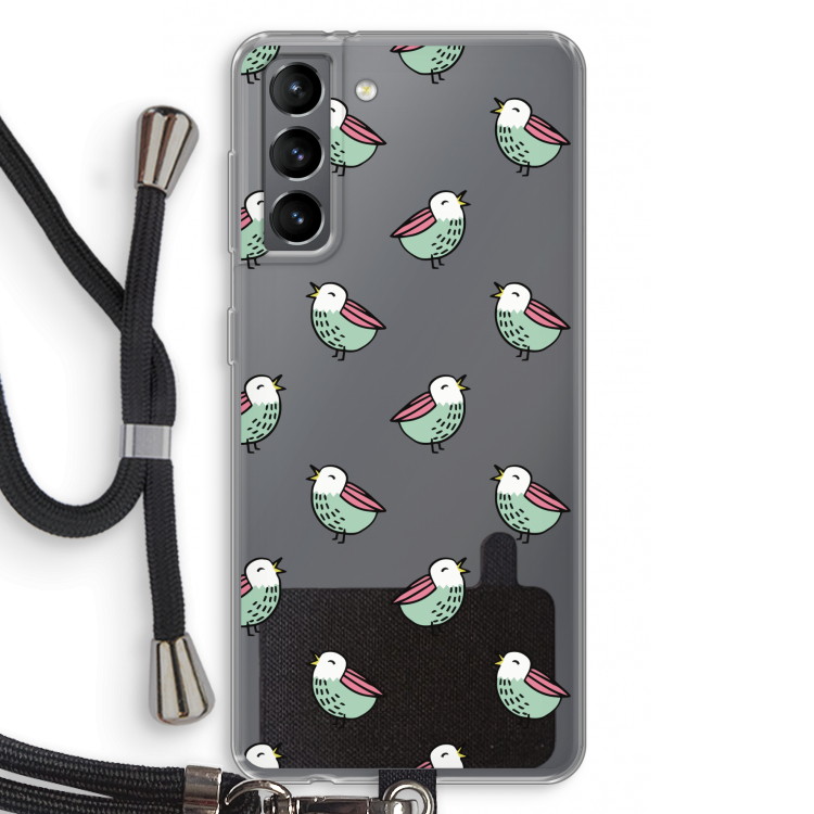 Vogeltjes: Samsung Galaxy S21 Transparant Hoesje met koord
