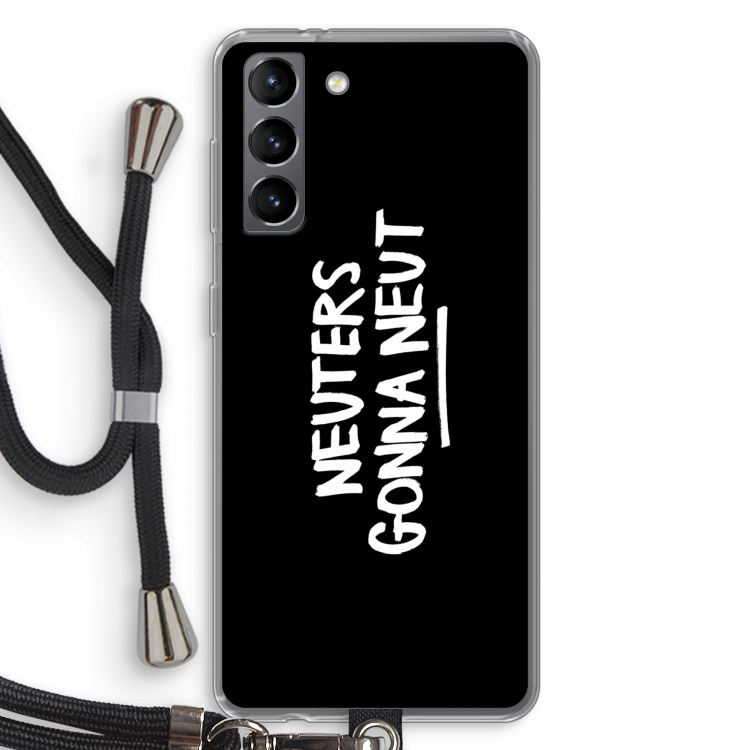 Neuters (zwart): Samsung Galaxy S21 Transparant Hoesje met koord