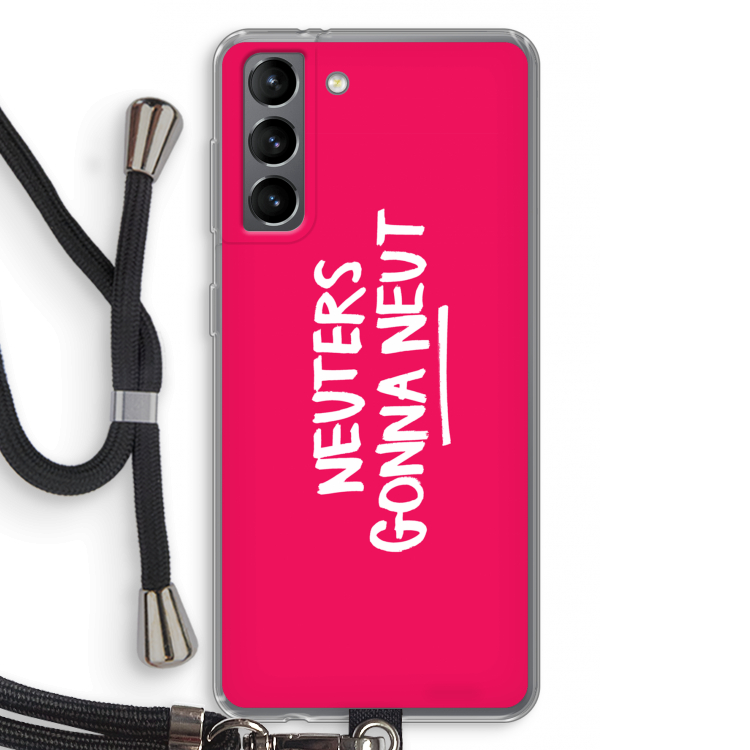 Neuters (roze): Samsung Galaxy S21 Transparant Hoesje met koord