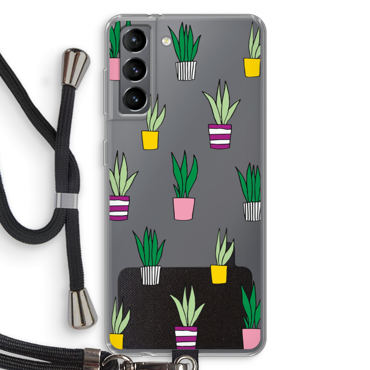 Sanseveria: Samsung Galaxy S21 Transparant Hoesje met koord