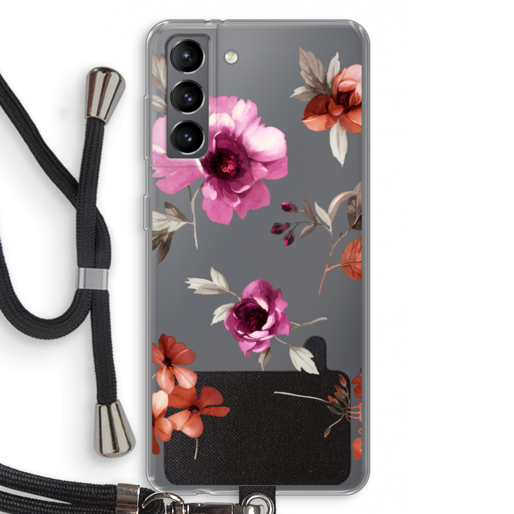 Geschilderde bloemen: Samsung Galaxy S21 Transparant Hoesje met koord
