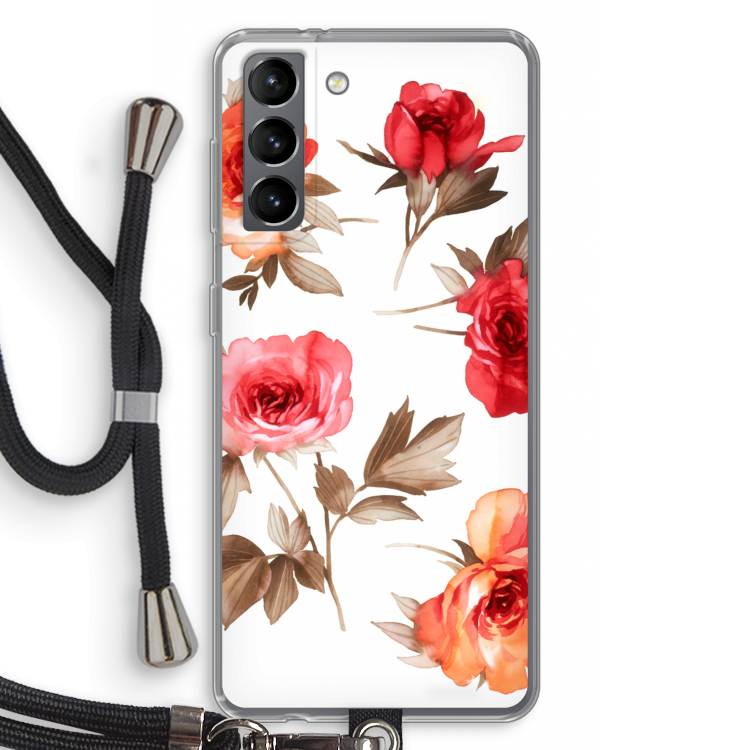 Roosjes: Samsung Galaxy S21 Transparant Hoesje met koord