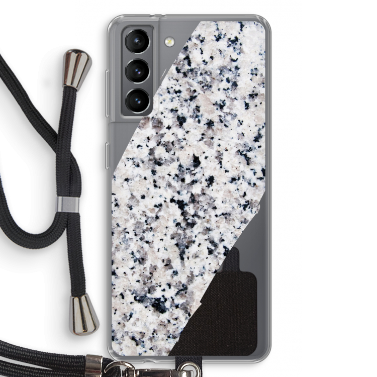 Gespikkelde marmer: Samsung Galaxy S21 Transparant Hoesje met koord