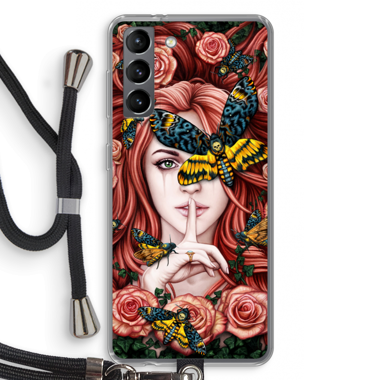 Lady Moth: Samsung Galaxy S21 Transparant Hoesje met koord