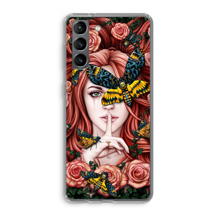 Lady Moth: Samsung Galaxy S21 Transparant Hoesje