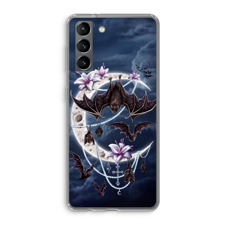 Vleermuizen Maan: Samsung Galaxy S21 Transparant Hoesje