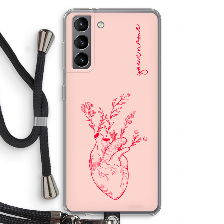 Blooming Heart: Samsung Galaxy S21 Transparant Hoesje met koord