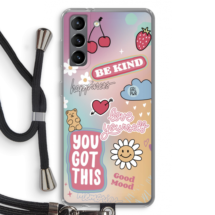 Positivity: Samsung Galaxy S21 Transparant Hoesje met koord