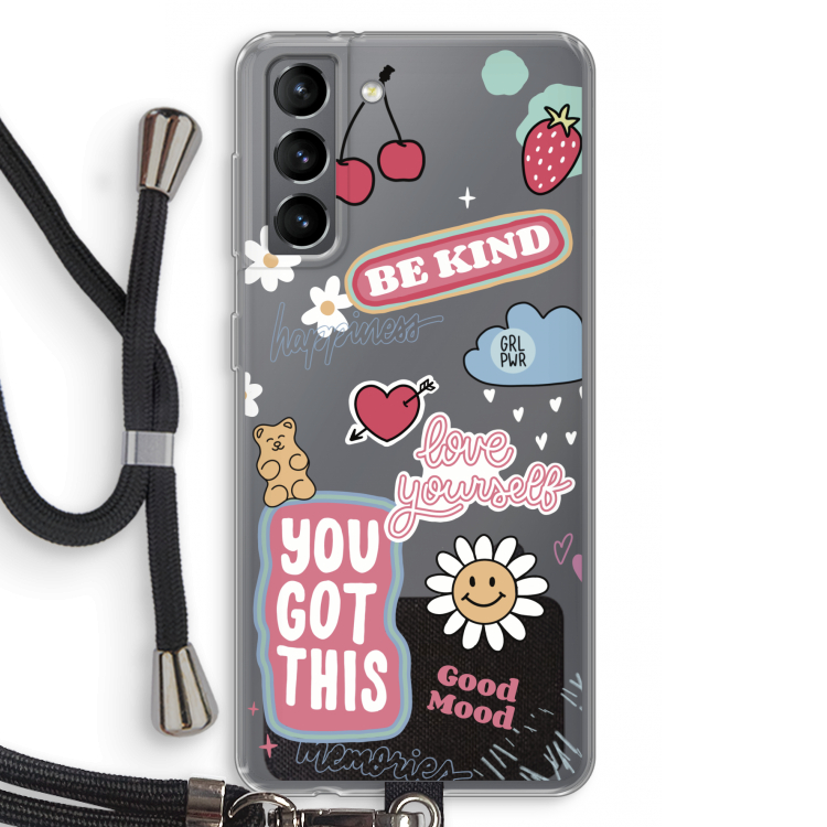 Positivity: Samsung Galaxy S21 Transparant Hoesje met koord