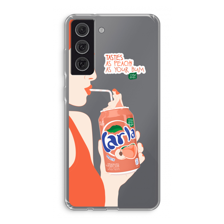 Peach please!: Samsung Galaxy S21 FE Transparant Hoesje