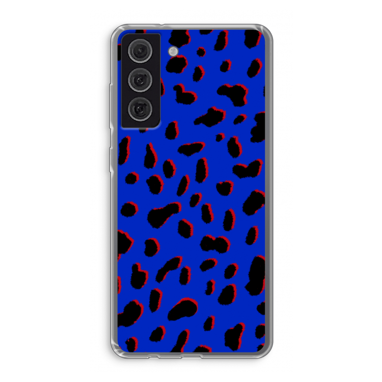 Blue Leopard: Samsung Galaxy S21 FE Transparant Hoesje