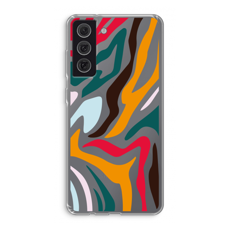 Colored Zebra: Samsung Galaxy S21 FE Transparant Hoesje