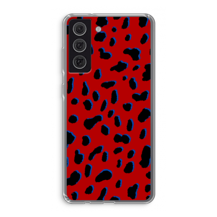 Red Leopard: Samsung Galaxy S21 FE Transparant Hoesje