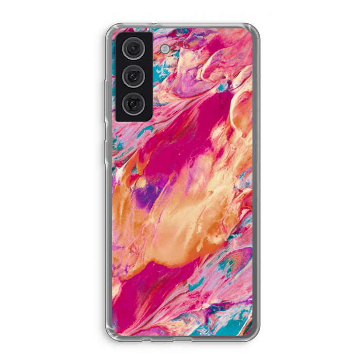 Pastel Echoes: Samsung Galaxy S21 FE Transparant Hoesje
